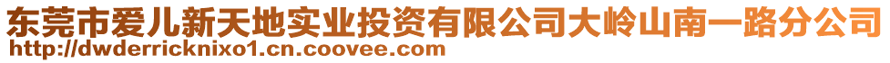 東莞市愛(ài)兒新天地實(shí)業(yè)投資有限公司大嶺山南一路分公司