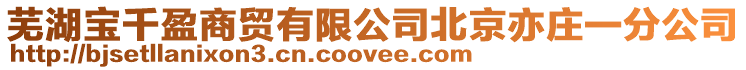 蕪湖寶千盈商貿有限公司北京亦莊一分公司