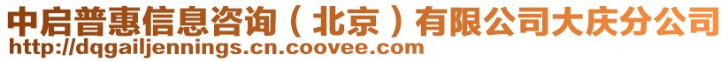 中啟普惠信息咨詢(北京)有限公司大慶分公司