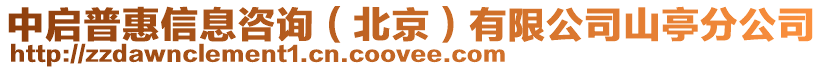 中啟普惠信息咨詢(北京)有限公司山亭分公司