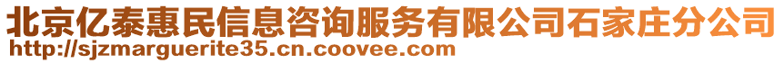 北京億泰惠民信息咨詢服務有限公司石家莊分公司