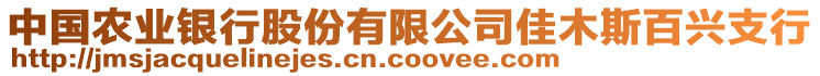 中國農(nóng)業(yè)銀行股份有限公司佳木斯百興支行