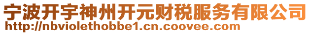 寧波開宇神州開元財稅服務(wù)有限公司