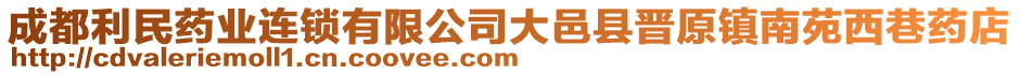 成都利民藥業(yè)連鎖有限公司大邑縣晉原鎮(zhèn)南苑西巷藥店