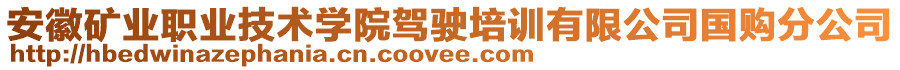 安徽礦業(yè)職業(yè)技術學院駕駛培訓有限公司國購分公司