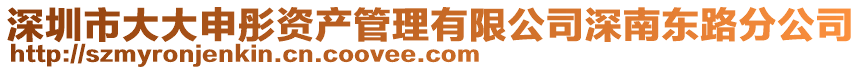 深圳市大大申彤资产管理有限公司深南东路分公司