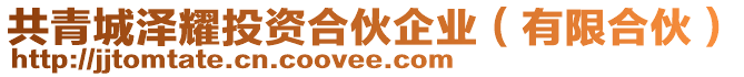 共青城澤耀投資合伙企業(yè)（有限合伙）