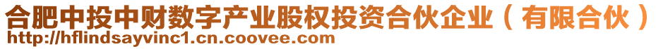 合肥中投中財數字產業股權投資合伙企業(有限合伙)