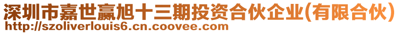 深圳市嘉世贏旭十三期投資合伙企業(yè)(有限合伙)