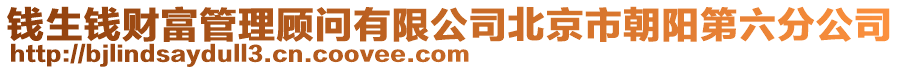 錢生錢財(cái)富管理顧問有限公司北京市朝陽第六分公司