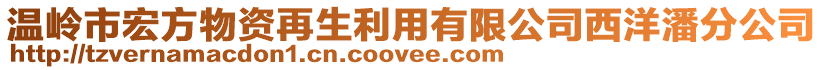 溫嶺市宏方物資再生利用有限公司西洋潘分公司