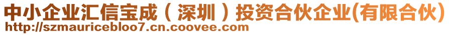 中小企業(yè)匯信寶成（深圳）投資合伙企業(yè)(有限合伙)