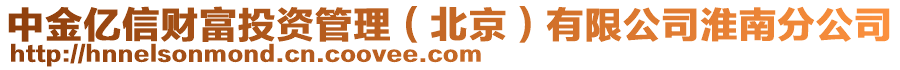 中金億信財富投資管理（北京）有限公司淮南分公司