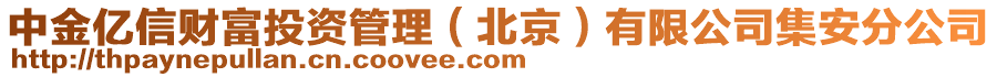 中金億信財富投資管理（北京）有限公司集安分公司