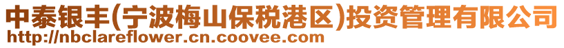 中泰銀豐(寧波梅山保稅港區)投資管理有限公司
