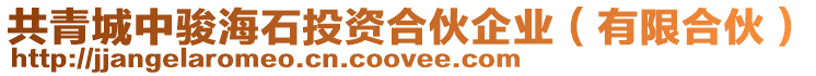 共青城中駿海石投資合伙企業(yè)（有限合伙）