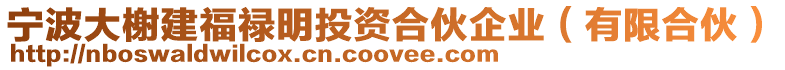 寧波大榭建福祿明投資合伙企業(有限合伙)