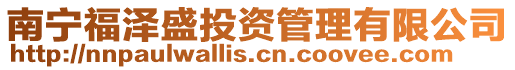 南寧福澤盛投資管理有限公司