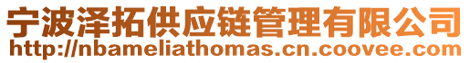 寧波澤拓供應鏈管理有限公司