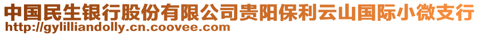 中國民生銀行股份有限公司貴陽保利云山國際小微支行