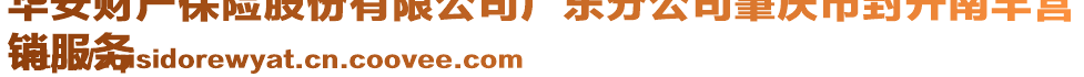 華安財(cái)產(chǎn)保險(xiǎn)股份有限公司廣東分公司肇慶市封開(kāi)南豐營(yíng)
銷(xiāo)服務(wù)