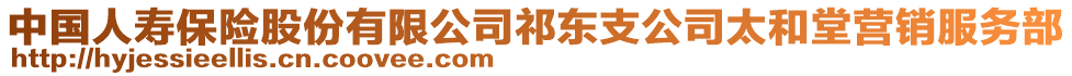 中國人壽保險股份有限公司祁東支公司太和堂營銷服務(wù)部