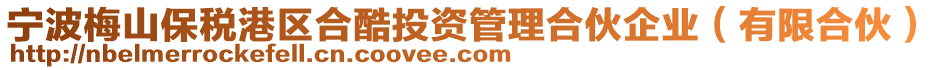 寧波梅山保稅港區(qū)合酷投資管理合伙企業(yè)（有限合伙）