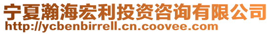 寧夏瀚海宏利投資咨詢有限公司