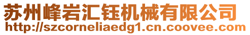 蘇州峰巖匯鈺機械有限公司