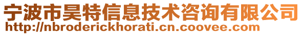 寧波市昊特信息技術咨詢有限公司