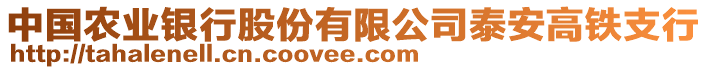 中國農業(yè)銀行股份有限公司泰安高鐵支行