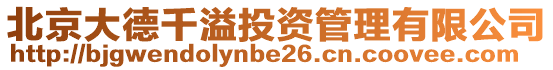 北京大德千溢投資管理有限公司
