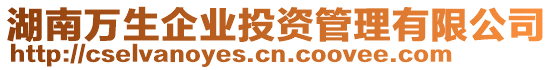 湖南萬生企業(yè)投資管理有限公司
