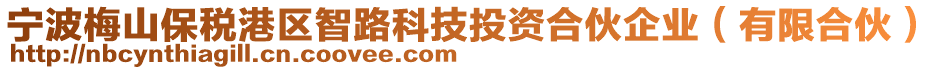 寧波梅山保稅港區智路科技投資合伙企業(有限合伙)