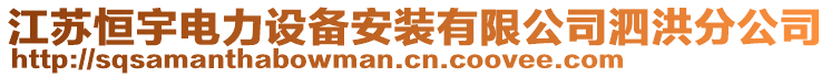 江蘇恒宇電力設(shè)備安裝有限公司泗洪分公司