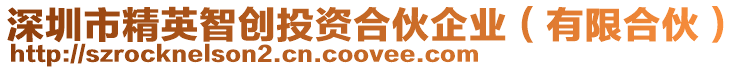 深圳市精英智創(chuàng)投資合伙企業(yè)(有限合伙)