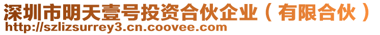 深圳市明天壹號投資合伙企業（有限合伙）
