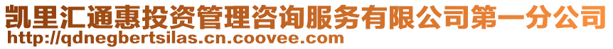 凱里匯通惠投資管理咨詢服務有限公司第一分公司