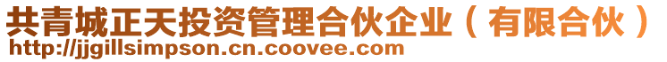 共青城正天投資管理合伙企業(有限合伙)