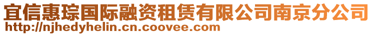 宜信惠琮國際融資租賃有限公司南京分公司