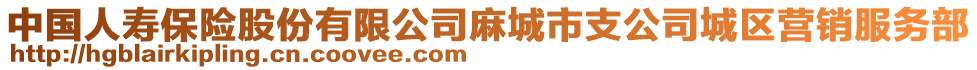 中國人壽保險(xiǎn)股份有限公司麻城市支公司城區(qū)營銷服務(wù)部