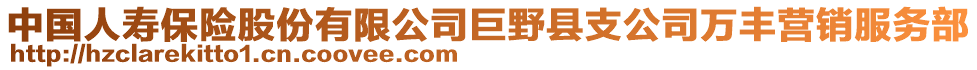 中國(guó)人壽保險(xiǎn)股份有限公司巨野縣支公司萬(wàn)豐營(yíng)銷(xiāo)服務(wù)部