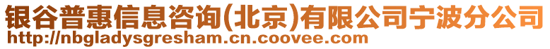 銀谷普惠信息咨詢(北京)有限公司寧波分公司