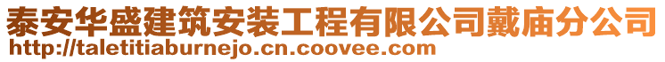 泰安華盛建筑安裝工程有限公司戴廟分公司