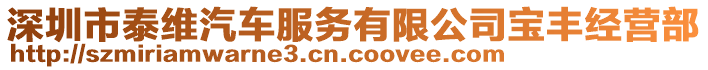 深圳市泰維汽車服務(wù)有限公司寶豐經(jīng)營部