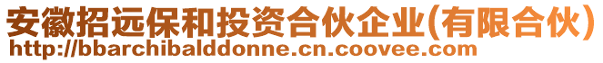 安徽招遠保和投資合伙企業(有限合伙)