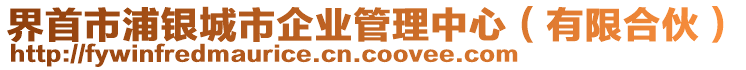 界首市浦銀城市企業管理中心(有限合伙)