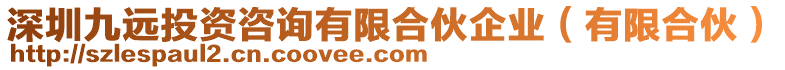 深圳九遠(yuǎn)投資咨詢有限合伙企業(yè)（有限合伙）