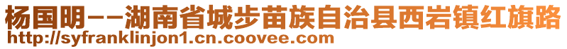 楊國(guó)明--湖南省城步苗族自治縣西巖鎮(zhèn)紅旗路