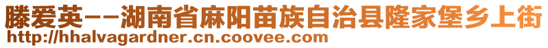 滕愛英--湖南省麻陽苗族自治縣隆家堡鄉(xiāng)上街